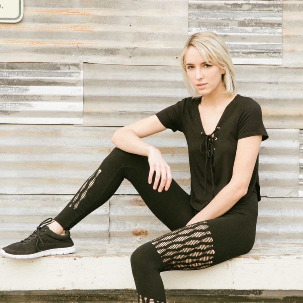 Black High Waisted Yoga Pants - Picture 4 of 5